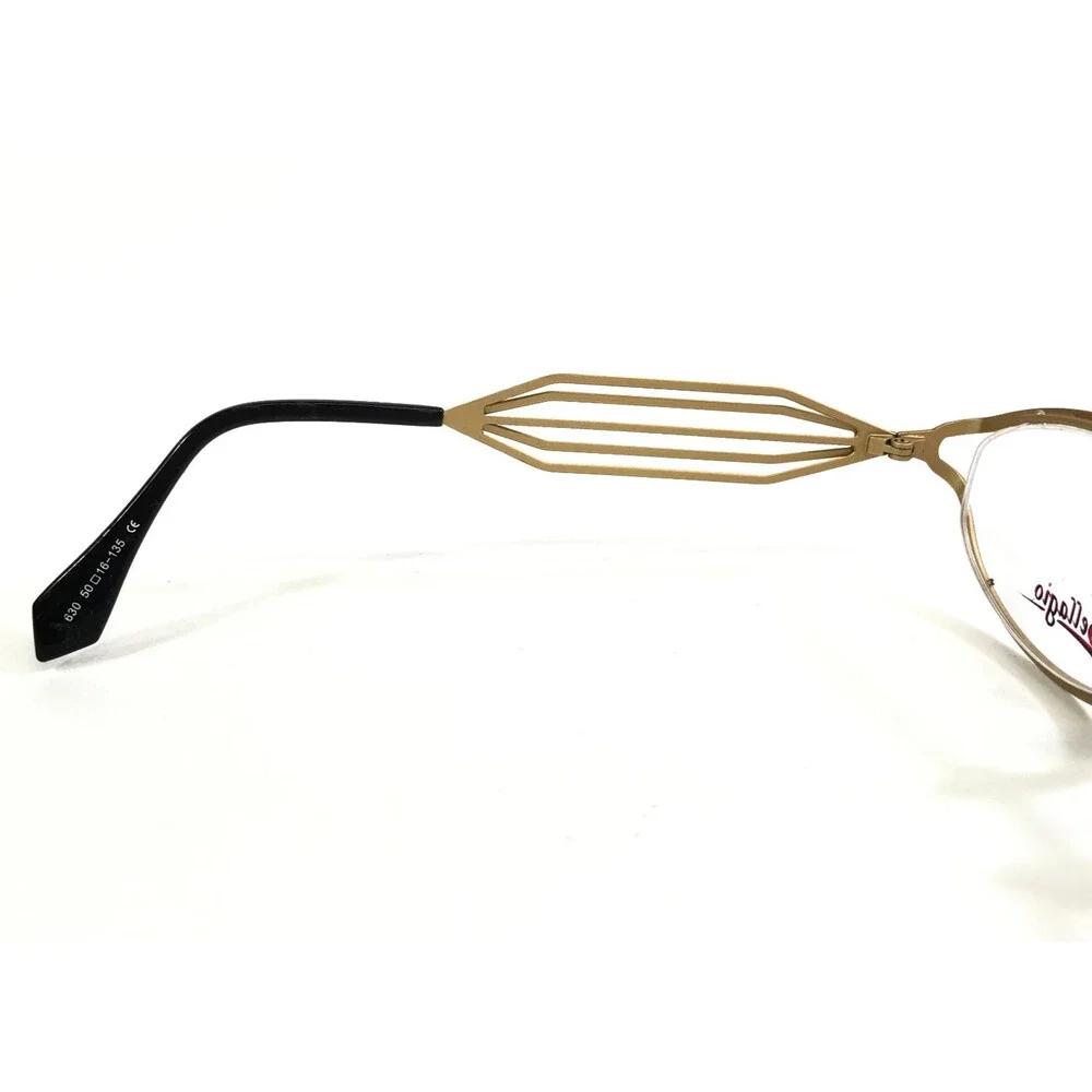 Bellagio Eyeglasses Frames 630 C-01 Black Gold Oval Full Rim 50-16-135